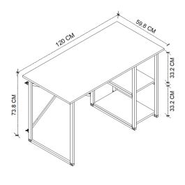 Mesa de Escritorio Alexandra House Living Negro Roble Metal Madera MDP 120 x 75 x 60 cm industrial