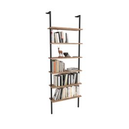 Librería Alexandra House Living Negro Roble Metal Madera MDP 60 x 181 x 20 cm Escalera industrial 6 Estantes Librería Alexandra House Living Negro Roble Metal Madera MDP 60 x 181 x 20 cm Escalera industrial 6 Estantes