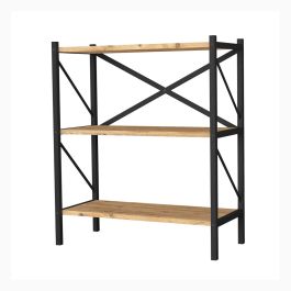 Librería Alexandra House Living Negro Roble Metal Madera MDP 66 x 85 x 34 cm industrial 3 Estantes