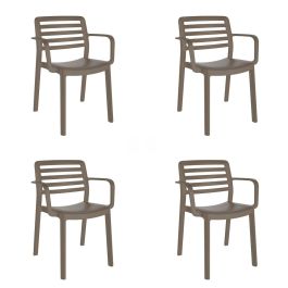 Silla de Jardín Garbar Wind Marrón Chocolate Polipropileno 58 x 78 x 54 cm 58 x 54 x 78 cm 4 Unidades (4 Piezas)