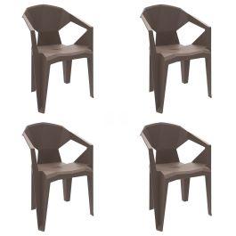 Silla de Jardín Garbar Delta Marrón Chocolate Polipropileno 53 x 80 x 55 cm 53 x 55 x 80 cm 4 Unidades (4 Piezas)