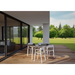 Silla de Jardín Garbar Ona Blanco Marrón Chocolate Polipropileno 56 x 79 x 52 cm 56 x 52 x 79 cm 4 Unidades (4 Piezas)