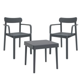 Conjunto de Mesa con Sillas Garbar Alba-Elba Gris oscuro 3 Piezas Precio: 167.58999972. SKU: B1278TWSWR