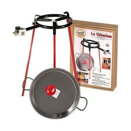 Set paellera pulida ø38cm con trípode y quemador de gas 300mm. vaello