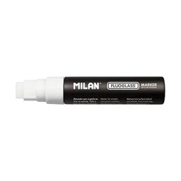 Caja con 6 rotuladores blancos fluoglass punta plana 15mm milan