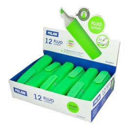 Milan Marcador Fluorescente Fluo Verde Punta Biselada Caja Expositora 12 Ud