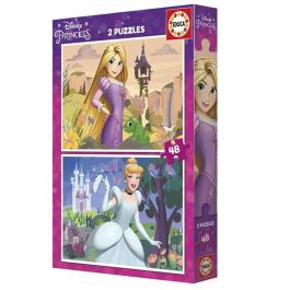 Puzzle 2x48 piezas princesas disney (rapunzel y cenicienta)