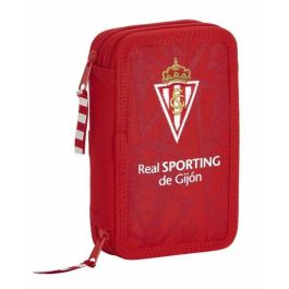Plumier Doble Real Sporting de Gijón Rojo 12.5 x 19.5 x 4 cm (28 piezas)