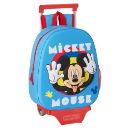 Mochila Escolar 3D con Ruedas 705 Mickey Mouse Clubhouse Azul claro