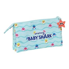 Estuche Escolar Baby Shark Beach Day Amarillo Azul claro (22 x 12 x 3 cm)