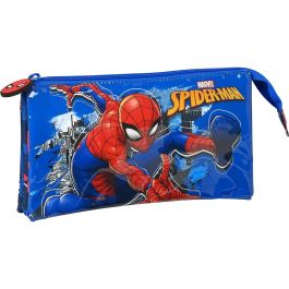 Estuche Escolar Spiderman Great power 22 x 12 x 3 cm Azul Rojo