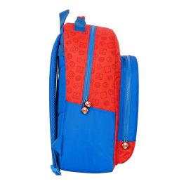 Mochila Escolar Super Mario Azul Rojo 32 x 42 x 15 cm