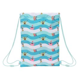 Bolsa Mochila con Cuerdas Spongebob Stay positive Azul Blanco (26 x 34 x 1 cm)