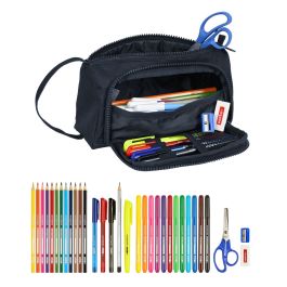 Estuche Escolar con Accesorios F.C. Barcelona Granate Azul marino (32 Piezas)