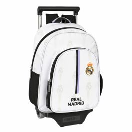 Mochila Escolar con Ruedas Real Madrid C.F. Negro Blanco (28 x 34 x 10 cm)