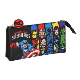 Portatodo Triple The Avengers Super heroes Negro (22 x 12 x 3 cm)