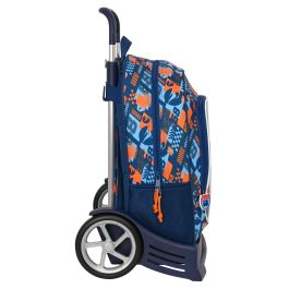 Mochila Escolar con Ruedas Hot Wheels Speed club Naranja Azul marino 32 x 42 x 14 cm