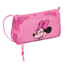 Estuche Escolar con Accesorios Minnie Mouse Loving Rosa 20 x 11 x 8.5 cm (32 Piezas)