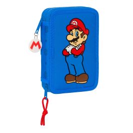 Plumier Doble Super Mario Play Azul Rojo 12.5 x 19.5 x 4 cm (28 piezas)