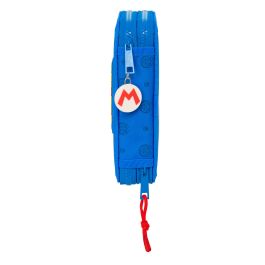 Plumier Doble Super Mario Play Azul Rojo 12.5 x 19.5 x 4 cm (28 piezas)