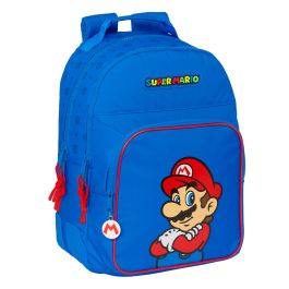 Mochila Escolar Super Mario Play Azul Rojo 32 x 42 x 15 cm