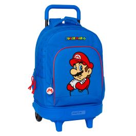 Mochila Escolar con Ruedas Super Mario Play Azul Rojo 33 X 45 X 22 cm
