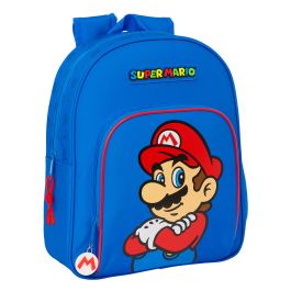 Mochila Escolar Super Mario Play Azul Rojo 28 x 34 x 10 cm