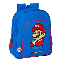 Mochila Escolar Super Mario Play Azul Rojo 32 X 38 X 12 cm