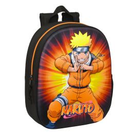 Mochila Escolar 3D Naruto Negro Naranja 27 x 33 x 10 cm