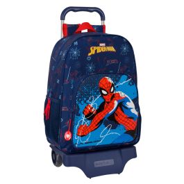 Mochila Escolar con Ruedas Spider-Man Neon Azul marino 33 x 42 x 14 cm