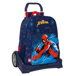 Mochila Escolar con Ruedas Spider-Man Neon Azul marino 33 x 42 x 14 cm