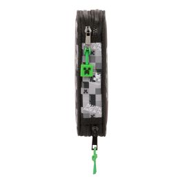 Plumier Doble Minecraft Negro Verde Gris 12.5 x 19.5 x 4 cm (28 piezas)