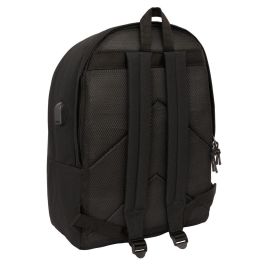 Mochila doble para portatil 15,6"+usb f.c.barcelona chica negro 31x44x18 cm