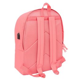 Mochila doble para portatil 15,6"+usb f.c.barcelona chica coral 31x44x18 cm