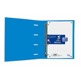 Oxford Carpeta Anillas 4x35 mm Europeanbinder Classic A4+ Turquesa con Recambio 100H Cuadrícula 5x5 y Cierre Elástico