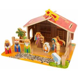 Belen de madera con 20 piezas (8 figuras humanas y 2 animales) 17x30x22 cm