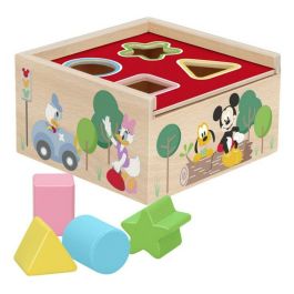 Disney Cubo de Formas de Madera Mickey Minnie Mouse para Bebés +12 Meses - Juguete Educativo de 5 Piezas