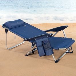 Silla playa aluminio plegable 4 posiciones 51x45x76cm con cojin,bolsillo y asa.