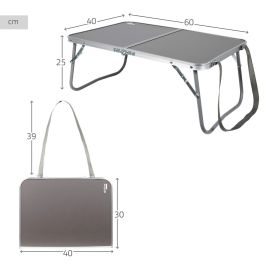 Mesa de camping plegable de aluminio color antracita 60x40x25cm