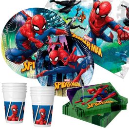 Set Artículos de Fiesta Spiderman Happy Deluxe 89 Piezas Set Artículos de Fiesta Spiderman Happy Deluxe 89 Piezas