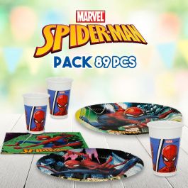 Set Artículos de Fiesta Spiderman Happy Deluxe 89 Piezas Set Artículos de Fiesta Spiderman Happy Deluxe 89 Piezas