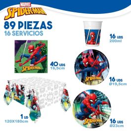 Set Artículos de Fiesta Spiderman Happy Deluxe 89 Piezas Set Artículos de Fiesta Spiderman Happy Deluxe 89 Piezas