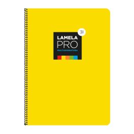 Lamela Cuaderno Espiral 100H Folio 90 gr Cuadrovía 3 mm C-Margen Cubierta Extradura Amarillo -Paquete 5U- Precio: 25.7900005. SKU: B16AHSC8AC