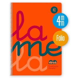 Lamela Cuaderno Espiral 80H Folio 90 gr Cuadrovía 4 mm C-Margen Cubierta Pp Naranja Fluorescente Paquete 5 Unidades