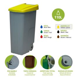 Cubo de Basura para Reciclaje Denox Amarillo 110 L