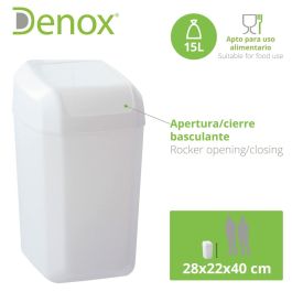 Denox Papelera Tapa Basculante Troya 15 L Blanco