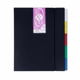 Grafoplás Carpeta 100 Fundas Espiral A4 Extraíbles Calidad Extra 5 Separadores Pp Rígido Opaco In & Out Negro