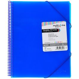 Grafoplás Carpeta Maxiplás Pp Multiline A4 En Espiral Con Gomas Azul - Contiene 50 Fundas Pp Extra - Precio: 9.5000004. SKU: S8408761