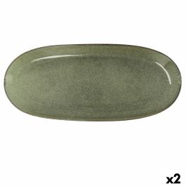 Fuente de Cocina Bidasoa Ikonic Verde Cerámica (36 x 16 cm) (Pack 2x)