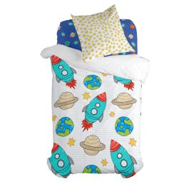 Juego de funda nórdica HappyFriday Mr Fox Space rocket Multicolor Cama de 80 2 Piezas Precio: 51.8969000121. SKU: B18QVZPVT7